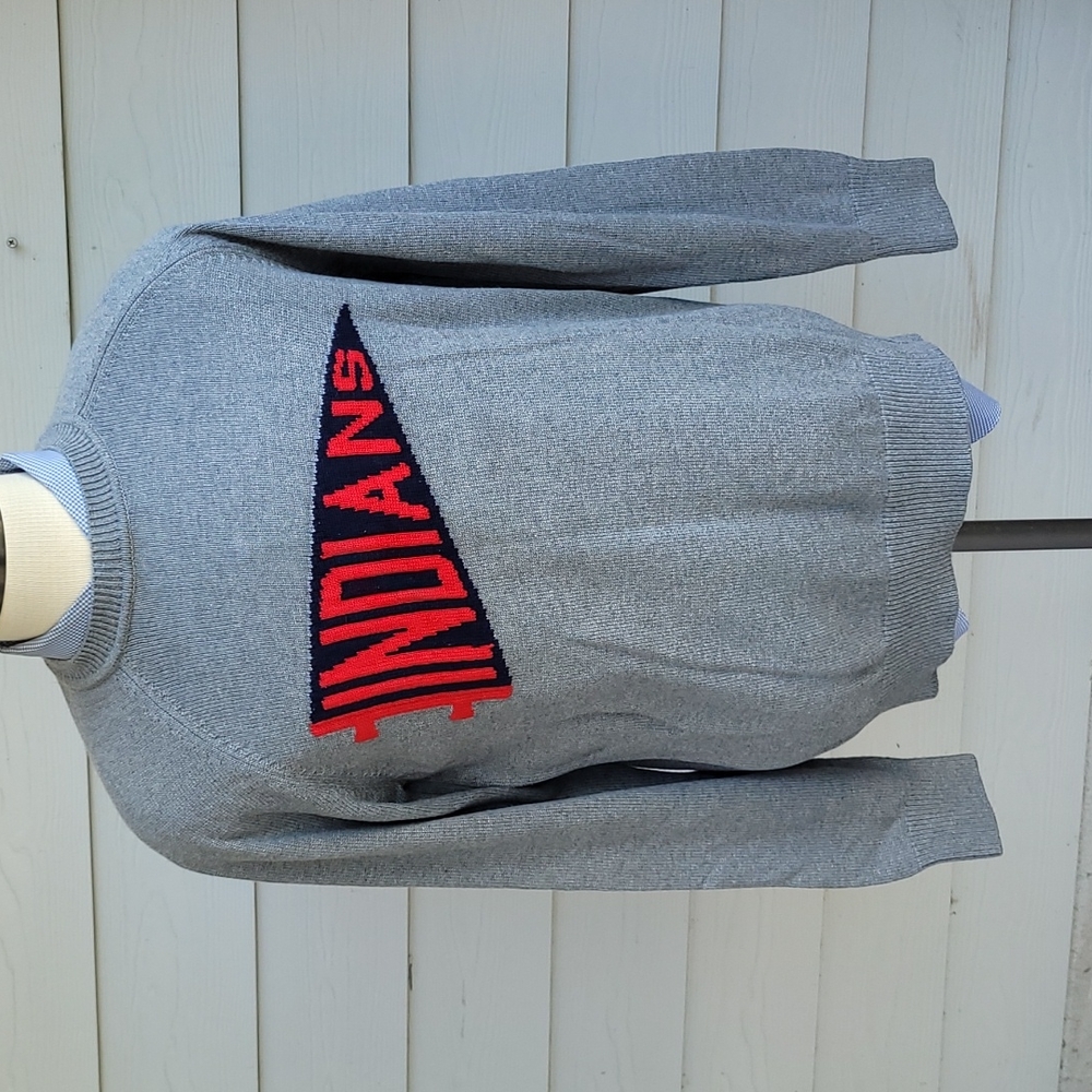Cleveland Indians MLB Pendant Grey Red Cotton Blend Hillflint Sz L‎ Mens Sweater